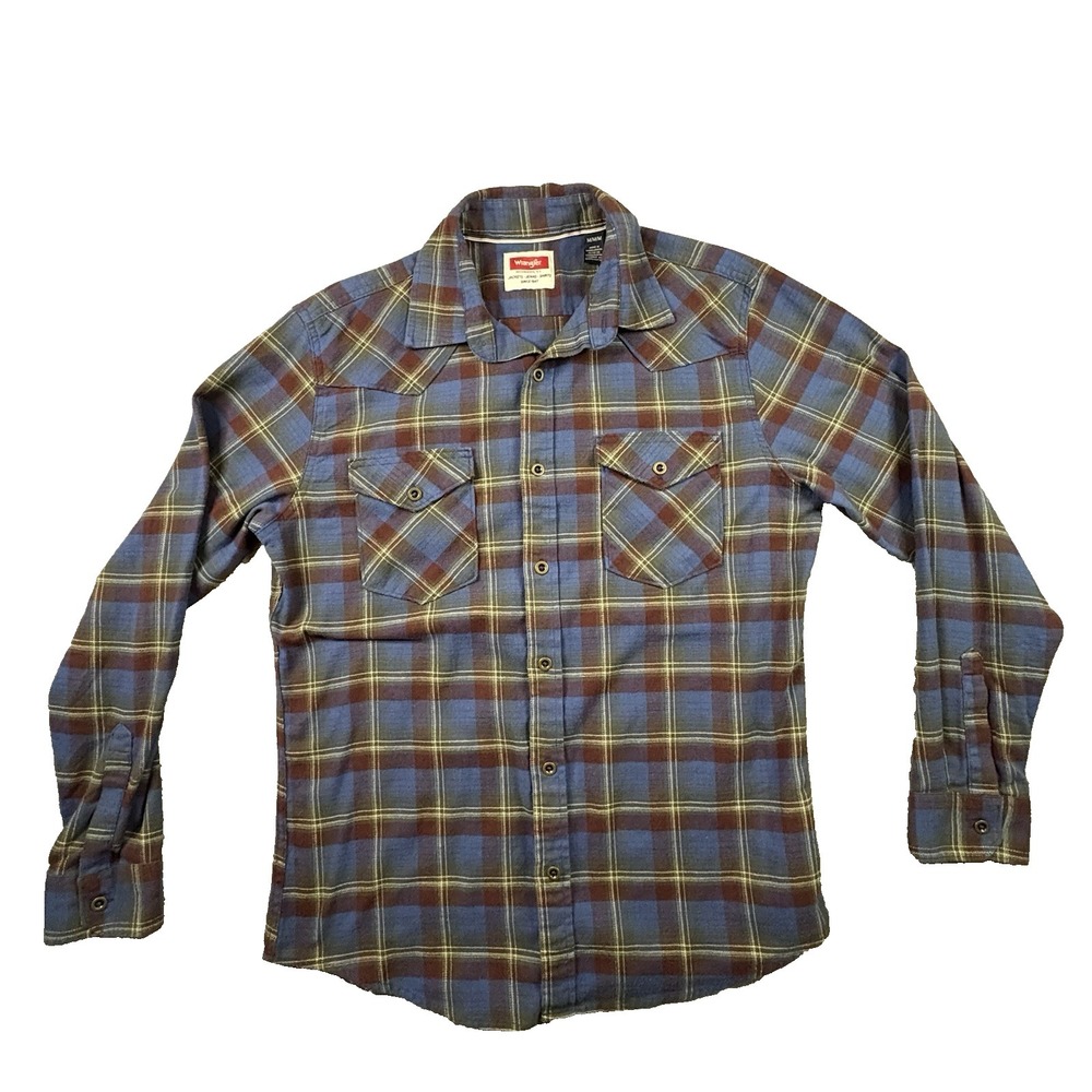 Wrangler Men's M Flannel Button-up LS Plaid Shirt‎ SEE DESCRIPTION